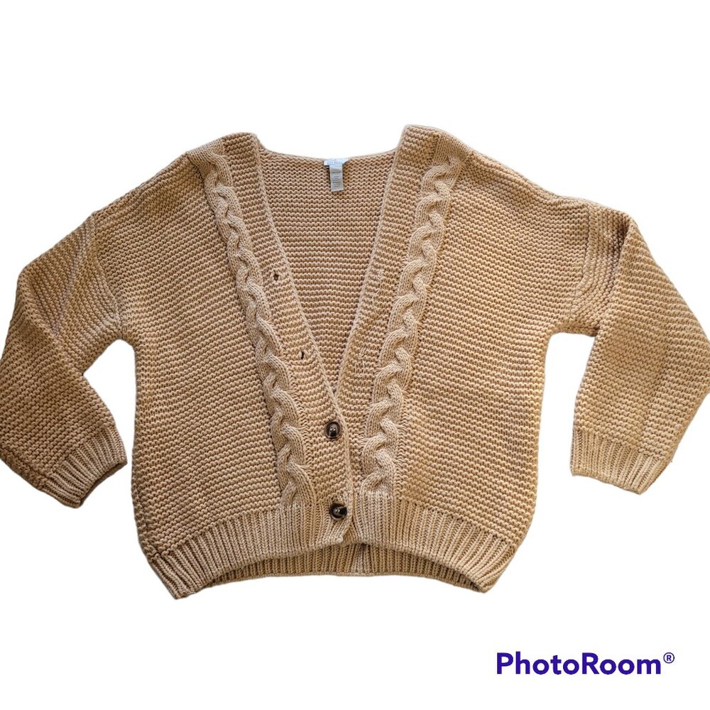 Oversized Grandpa Boyfriend Sweater Cardigan Thick Knit Boxy Missing Buttons